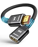 Highwings 8K HDMI Verlängerung 0.5M, HDMI 2.1 Verlängerungskabel 4K@30/60/120Hz, Ultra Highspeed 48Gbps, HDMI Stecker auf HDMI Buchse, UHD eARC HDCP 2.3 HDR10+ Kompatibel mit HDTV, TV Stick, PS5/4