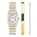 Sekonda Monica Damen-Quarzuhr 20 mm in Weiß mit römischen Ziffern, Analog-Anzeige und Armband aus Legierung, Geschenk-Set, Vintage-Stil