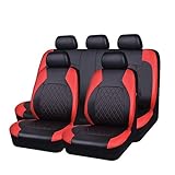 9 Stück Auto Leder Sitzbezüge für Mini Hatch/Cabrio R50 R56 F55 F56 R52 R53 R57 F57 JCW/One/One D/Cooper, Allwetter Autositzbezüge rutschfest Wasserdicht Atmungsaktiv Schonbezug Zubehör