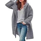 Angxiwan dünne jacke damen Winterjacke Lang Teddyjacke Warm Fleecejacke Teddyfleece Jacke Winter Jacket for Women Outdoor PlüSchjacke mit Kapuze Lodenmantel Wollmantel frauenmantel kapseln