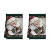 Weihnachtsmann-Küchentücher, weihnachtlicher Kaffee, Dampf, Weihnachten, grün, Mikrofaser, schnell trocknend, Küchenhandtücher, Urlaubsdekoration, 40,6 x 61 cm (2 Stück)