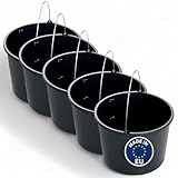 Schwarzer 5L/12L/ 16L/20L Eimer mit Skala – robuster Kunststoffeimer mit Griff – Putzeimer, Zementeimer, Wassereimer für Garten, Haushalt & Baustelle – Sets 5/10 St. (5, 5L)