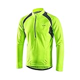 ARSUXEO Radtrikot Herren Langarm MTB Jersey Halber Reißverschluss Radbekleidung 6031 Grün L