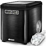 tillvex Eiswürfelmaschine Edelstahl 12 kg - 24 h | Eiswürfelbereiter 2,2 Liter Wassertank | Ice-Maker LED-Display & Selbstreinigungsfunktion | 2 Eiswürfel Größen (Schwarz)