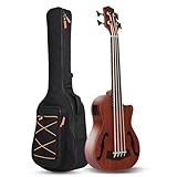 Batking Elektrischer Bass, 76,2 cm Cutaway Bretless Bass Holz Elektrische Akustik Bass Ukulele Ukulele Eingebauter EQ-Stimmgerät mit F-Schalllöchern