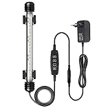 VARMHUS Tauchen Aquarium Licht,Aquarium LED Beleuchtung mit Timer Auto On/Off Dimm-Funktion,3 Lichtmodi Weiß&Blau&Weiß-Blau,10 Helligkeitsstufen optional&3Stufen der Zeitschleifenfunktion 18cm