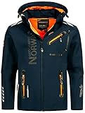 Geographical Norway Herren Herbst Winter Jacke Softshell Jacke Outdoor Regen Übergangs, Farbe:Navy, Größe:XXL