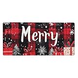 SHFJASBNUMG Merry Christmas Gaming-Schreibtischunterlage, Winterstimmung, Schreibtischunterlage, Weihnachtsbaum, Mauspad, Schreibtischzubehör, 90 x 40 cm