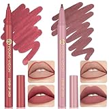 2 Stück Lipliner Wasserfest, Long Lasting Lip Liner, Matte Liquid Lippenkonturenstift, Waterproof Wischfest Lip Liner, Smooth Lippenliner,Lipliner für ideal definierte Lippen,Natürlicher Lippenstift