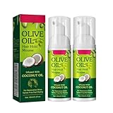 Olivenöl-Haarhalteschaum, Anti-Frizz-Schaum Für Lockiges Haar Styling Und Feuchtigkeitsspendende Pflege, Bändigt Frizz Und Schnelles Trocknen Für Wiederherstellenden Glanz (1 Stück)
