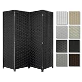 HEXIM Paravent 180x180 cm - Trennwand 4-teilig klappbar für Innenbereich - Raumteiler Spanische Wand Sichtschutz Stellwand freistehend (LR190-schwarz)