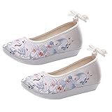 LIFKOME 1 Paar Hanfu bestickte Schuhe Flache Schuhe mit Zehenpartie Schuhe für Tanzaufführungen Hanfu-Schuhe Sandalen Damenschuhe Kostümschuhe weibliche Seidenschuhe Baumwolle Weiß