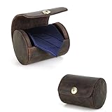 Hiram Krawattenaufbewahrung Organizer, Echtes Leder Zylinder Krawatten Etui Halter, Tragbare Krawattenaufbewahrungshülle für 1 Krawatte für Männer auf Geschäftsreisen