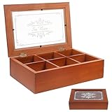 AKOOSY Holz Aufbewahrungsbox mit Fächern und Deckel Multifunktionaler Organizer für Teebeutel Kaffee Kleinteile Kompakt Robust Polierte Kanten Platzsparend für Wiederverwendbar