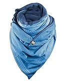 Niwicee Schal Dreieck Damen Shawl Button Knopf Dreieckstuch Streifen Warm Soft Gemustert Einfarbig Herbstschal Winterschal Herbst Winter Gift HalstüCher Frauen(Multicolor-12, 1PC) W1BU