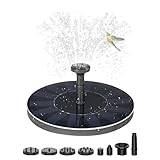 Solar Springbrunnen, Solar Springbrunnen für Außen, Solar Schwimmender Fontäne Pumpe, Solarbrunnen für Draussen, Solar Teichpumpe mit 6 Sprüh Effekten für Garten, Teich, VogelBad, Wasserspiel (1.7W)