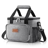 Lifewit 9L Kühltasche klein unterwegs, Isolierte Cooler Bag Lunchtasche faltbar für Herren und Damen, wasserdichte Thermotasche Umhänge für Essen, Bier, Medikamente, Arbeit, Strand, Reise, Grau