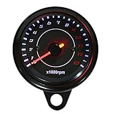 Motorrad Tachometer + Elektronischer Tachometer, DC 12V Universal LED Hintergrundbeleuchtung Elektronischer Tachometer
