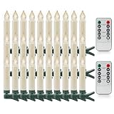 Rhytsing 30er Christbaumkerzen Led Kabellos mit 2 Fernbedienungen, Lichterkette für Weihnachtsbaum mit Timer Dimmbar in Warmweiß, IP44 Spritzwassergeschützt