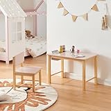 [en.casa] Kinderschreibtisch Set mit Stuhl Skjåk Kindertisch mit integriertem Fach Schreibtischstuhl mit Rückenlehne Holz Rosa Kinderspieltisch Maltisch für Kinder