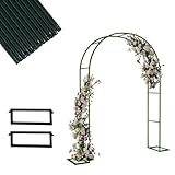 Verzinkter Rosenbogen Metall, Gartenbogen Rosenbogen Spalier for Kletterpflanzen, Rankbogen Zink, Metall-Bogen, Breite Hochzeitsbogen mit Basis, Witterungsbeständig, 120cm 140cm 180cm 200cm(Color:Gree