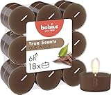 Bolsius - True Scents - 18 Duft theelichter - Oud Wood - Lange Brenndauer von 6 Stunden - Durchmesser 39 mm – Natürliche Extrakte – Enthält Veganes Wachs – Ohne Palmöl