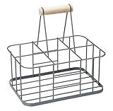 KitchenCraft Living LNBCARRIER Nostalgia Metalldraht Milchflaschenkorb/Weinflaschenträger, Behälter Halter für 6 Glasmilchflaschen, 29 x 20 x 13 cm – Grau