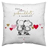 Sheepworld Kissen mit Motiv Knuddel | Zierkissen, Baumwolle, 40 cm x 40 cm, Kissen mit Spruch, Dekokissen | Geschenk Freundschaft, Liebe, Hochzeit | 46689