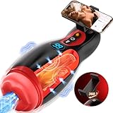 Elektrische Masturbator mit Telefonhalter, Mundförmig Masturbieren für Männer Blowjob mit 9 Saugmodi 9 Vibration, 3D Realistisch Vagina Heizung Sex Spielzeug für die Männer LCD Display, APP-Steuerung