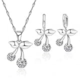 Frauen Halskette Ohrringe Schmuck Set für Valentinstag Brauthochzeitset