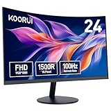 KOORUI Curved Monitor - 23.6 Zoll FHD Curved Computer Monitor, VA-Panel, 100Hz, Krümmung 1500R, Neigungsverstellung, Augenpflege, HDMI, VGA Gaming Monitor, Schwarz