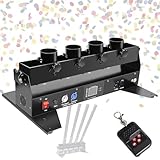 Professionelle Konfetti-Werfermaschine, DMX512 & Fernbedienung Konfetti-Jet-Maschine, 4-Kopf-Konfetti-Maschine für Hochzeitsfeier Club Bar Zeremonie, 180 ° Drehung