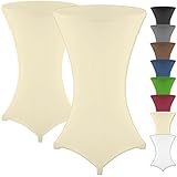 Gräfenstayn 2er-Set Stretch Stehtischhusse Diana mit Öko-Tex Siegel, Verstärkung im Fußbereich, in vielen Farben und Größen Ø60-65cm / Ø70-75cm / Ø80-85cm (Creme, Ø80-85cm)
