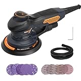 MAXXT Orbital-Schleifer für 6-Zoll-Papiere, Elektro-Random-Orbital-Schleifer mit 10000 U/min, 10 Schleifpapieren im Lieferumfang und 6 variablen Geschwindigkeiten, für Holzsandung und Polieren