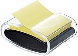 Post-it Spender für den Schreibtisch in schwarz transparent für Super Sticky Z-Notes, praktischer Helfer für Büro und Schularbeiten mit einem Haftnotizblock PRO-B1Y 1 Block