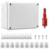 CPROSP Abzweigdose Wasserdicht IP65 Feuchtraumdosen Aufputz-Abzweigkasten 150x110x70mm für Ø6-12 mm, mit 10x Kabelverschraubungen, mit Lochsäge 20mm
