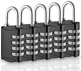 Xespis 5 Stück Zahlenschloss Vorhängeschloss, Zahlenschloss 4 Stellig, Schloss mit Zahlencode, aus Zinklegierung Wetterfest, für Schule, Spind, Schuppen, Garten, Fitnessstudio