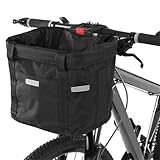Fahrradkorb, Faltbar Fahrrad vorne Korb, mit Lenkeradapter und Kabellbinder,Abnehmbare Lenkerkorb Tasche für Kleiner Hund-Einkaufen-Reisen-Picknick, 34 x 24 x 8 cm