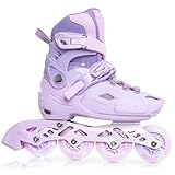 Rollschuhe Kinder Inliner für Mädchen/Kinder/Jugendliche, Verstellbare 4 Größen Inline Skates für Kinder Mädchen, geeignet für den Innen- und Außenbereich
