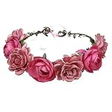 YSTrillion Boho Blumenkrone,Blumen Stirnband Haarband,Blumenkranz Krone Stirnband,Frauen Mädchen Braut Rosen Blumen(Rosa)