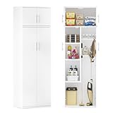 Moziel Besenschrank Mehrzweckschrank Haushaltsschrank Staubsaugerschrank aus Holz mit Verstellbarer Einlegeboden für Küche Wohnzimmer Esszimmer 180 x 60 x 34 cm(HxBxT) weiß