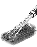 VDISRR Grillbürste,Grillbürste Edelstahl, Grillrost Bürste, Dreireihigen Edelstahlborsten, Langer Griff, geeignet für Gasgrills, Holzkohlegrills und Elektrogrills