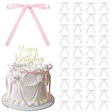 LUFFLOK 40 Stück Tortendeko Schleifen, Rosa Schleifen Dekorationen Knoten Bänder Schleife, Schleife Torte Dessert Picks für Dekorationen Braut Babydusche Geburtstag Hochzeit (Rosa)