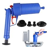 Pressluft Rohrreiniger, 3.5 Bar Rohrreiniger Druckluft mit 4 Gummiadapter, Abflussreiniger Pumpe, Luftdruck-Rohrreinigungspumpe von Rohr-Verstopfungen für WC Dusche Waschbecken Küche Reinigung(Blau)