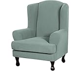 Eco-Ancheng Wingback Stuhlhussen, 2-teilig, Schonbezüge für Flügelstühle, Jacquard-Flügelrückenstuhlbezüge, waschbar, Möbelschutz mit elastischer Unterseite, für Wohnzimmer, Flügelrückenstühle