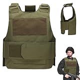 Udbrud Taktische Weste, Weste Einstellbar Einsatzweste Stichfeste Unterziehwest Tactical Vest CS Airsoft Paintball Weste Schützt Brust und Rücken für Jagd Wandern Safari Arbeiten-Armeegrün