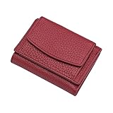 -Schild-Kartenhalter- -Geldbörse Geldbörse Damen-Geldbörse Geldbörse -Geldbörse kurz Brieftasche Damen Schwarz Silber (Wine, One Size)