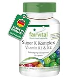 Fairvital | Vitamin K Komplex - 90 Kapseln - Super K mit Vitamin K1 & K2 MK-7-2200µg Vitamin K pro Kapsel - HOCHDOSIERT - Phytomenadion + Menaquinon MK-7 - VEGAN