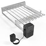 Onlyfire Elektrischer Spiessdreher, Edelstahl Drehspieß Aufsatz mit 7 Spießen und Motor, Größenverstellbar 43,3 x 40,3-46,3 cm, mit Netzstecker, Drehspieß Rotisserie, Silber