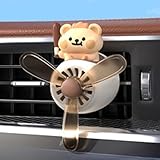 Lufterfrischer mit süßem Pilotbär, Bär-Lüftungsschlitz-Clips, Cartoon-Pilot-rotierende Auto-Diffusor-Dekorationen, Auto-Klimaanlagen-Auslass-Clips, 3 x Lufterfrischer-Clip (Beige, Einheitsgröße)